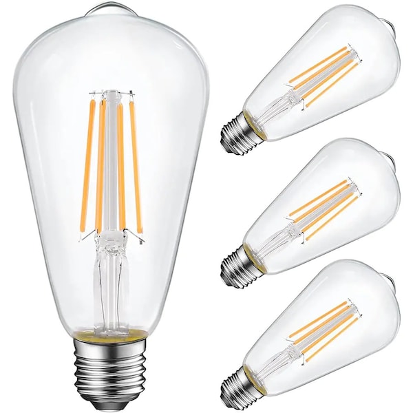 Energetic Lighting 60 Watt Equivalent, ST19 LED Filament, CRI 95, 5000K, Non-Dimmable light Bulb, E26 Base, 4PK YGA16A01-950 - main